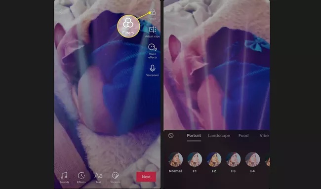 فیلترها در تیک تاک