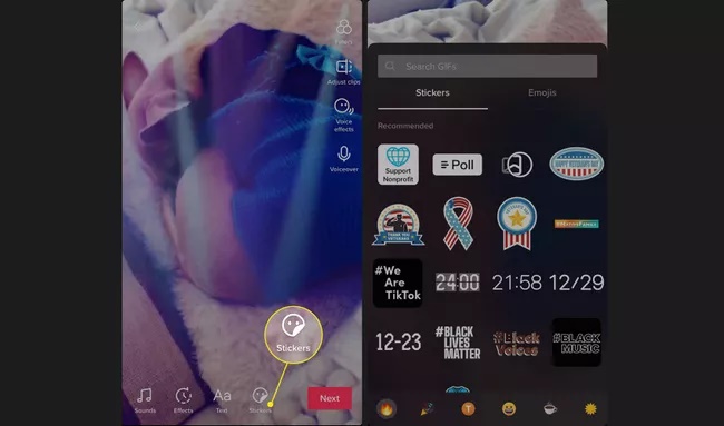 Stickers در تیک تاک