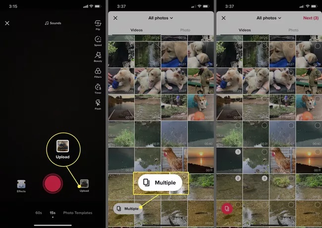 آپلود چند ویدیو در تیک تاک