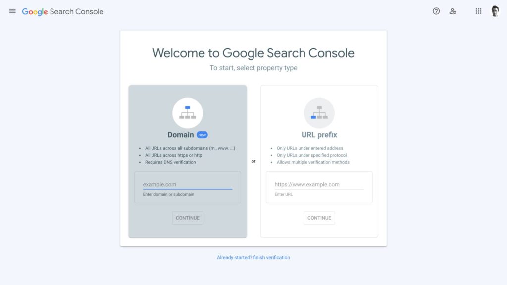 وارد کردن دامنه در سرچ کنسول