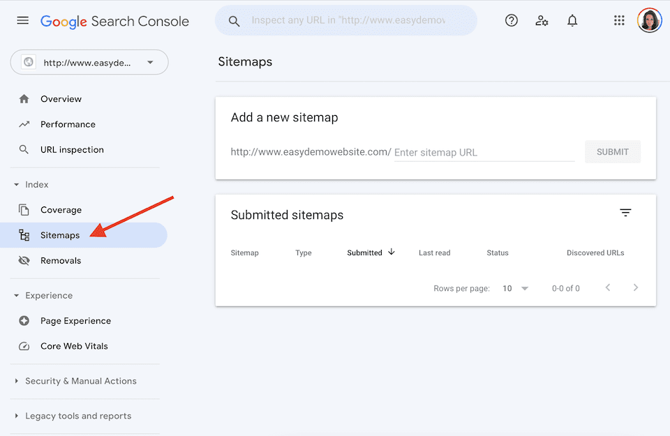 گزارش sitemaps سرچ کنسول گوگل